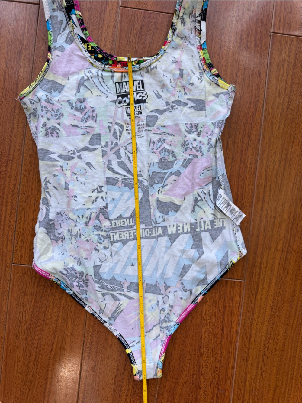 Marvel Multicolor Comic Superhero Graphic-Trim bodysuit Size Small - Picture 7 of 9